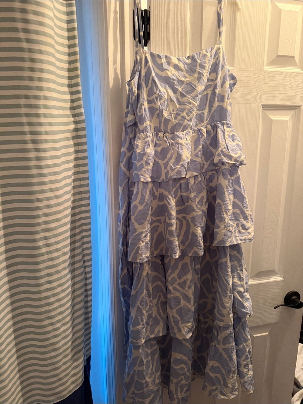 TCEC serenella  Blue & White Tiered Ruffle dress NWT